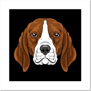 Illustration of a super cute beagle head. Posters and Art